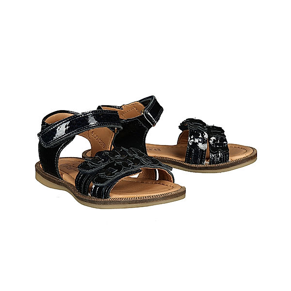 bisgaard Leder-Sandalen BLÜMCHEN gemustert mit Klett in navy