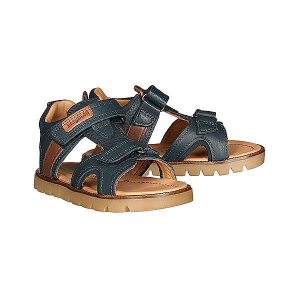 bisgaard Leder-Sandalen CHARLIE mit Klett in navy