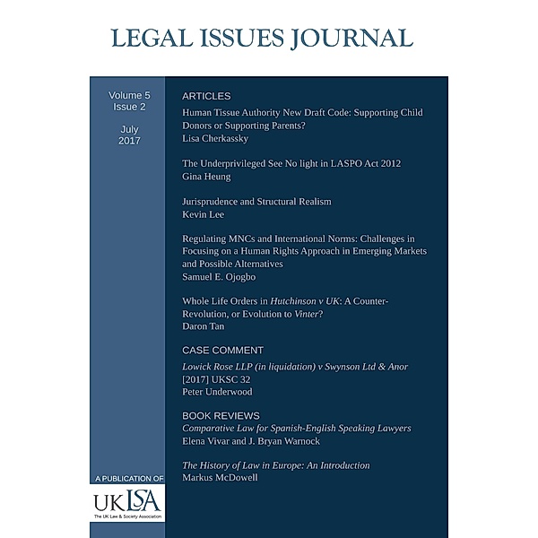 Legal Issues Journal 5(2) / Legal Issues Journal, United Kingdom Law and Society Association