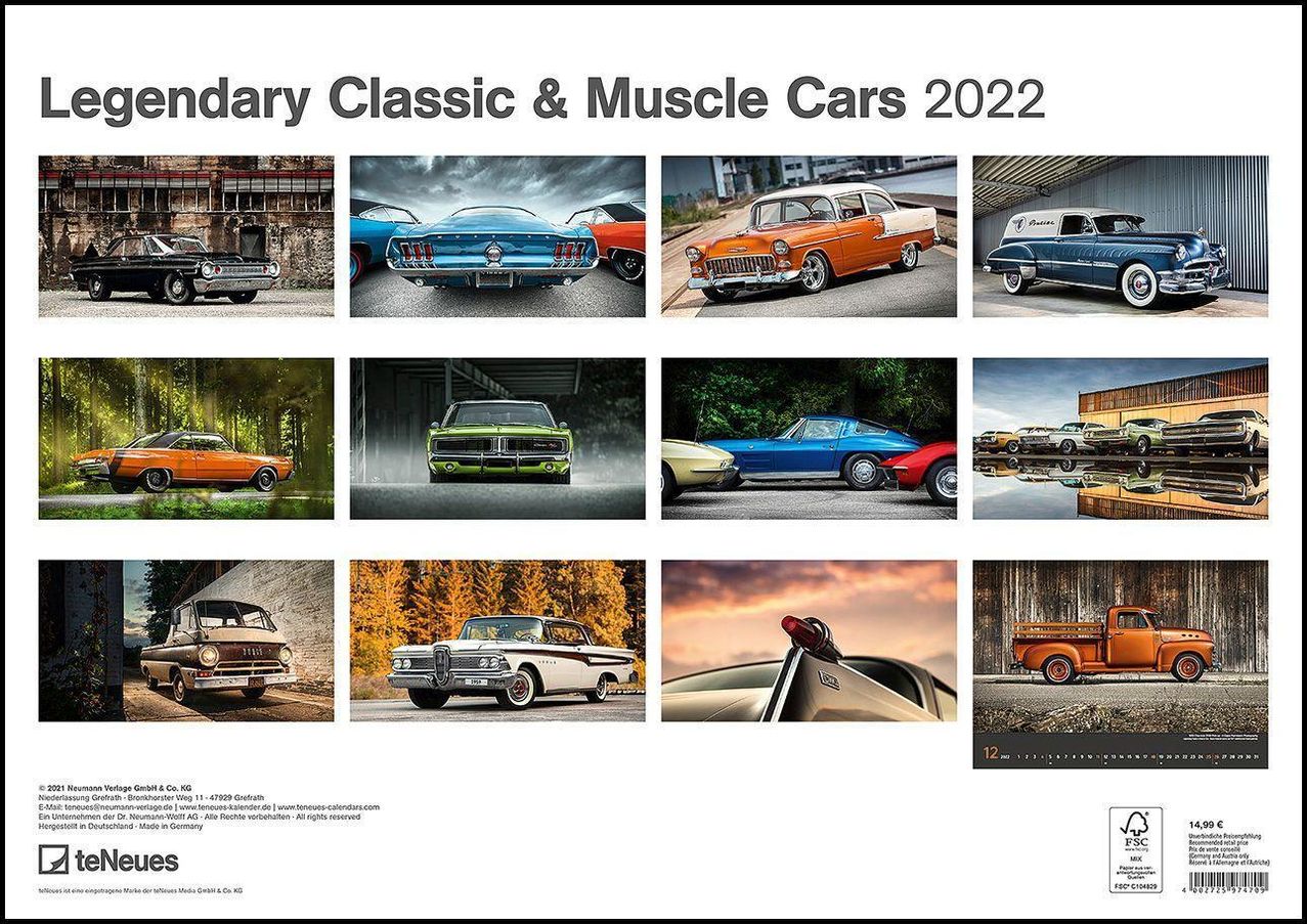 Legendary Classic & Muscle Cars 2022 - Wand-Kalender - Auto-Kalender -  42x29,7 - Oldtimer - Kalender bestellen