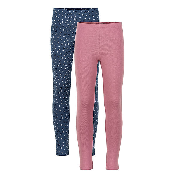 Minymo Leggings BASIC 2er-Pack in rosa/blau AOP