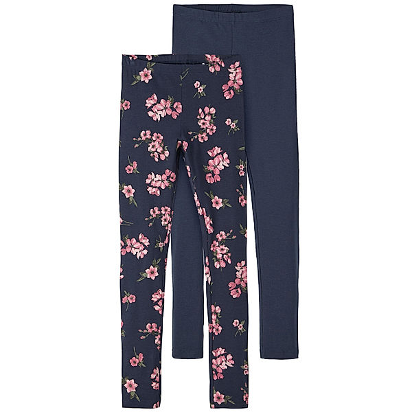 name it Leggings NKFVIVIAN FLOWER 2er-Pack in dark sapphire