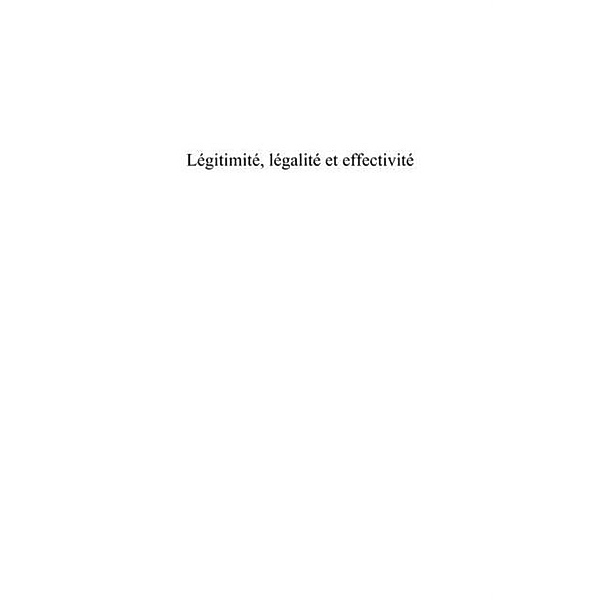 Legitimite, legalite et effectivite  (to / Hors-collection, Bin Li