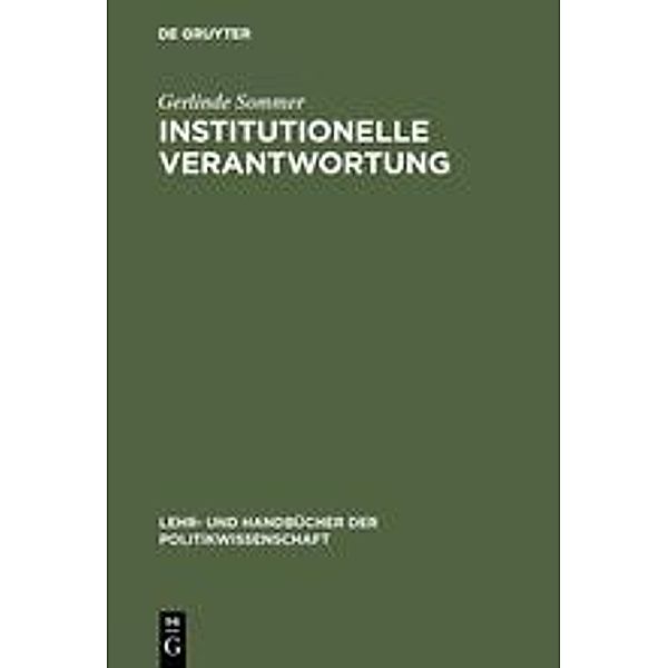 Lehr- und Handbücher der Politikwissenschaft / Institutionelle Verantwortung, Gerlinde Sommer