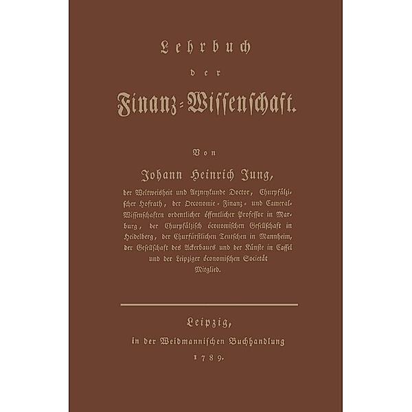 Lehrbuch der Finanz-Wissenschaft, Johann Heinrich Jung-Stilling