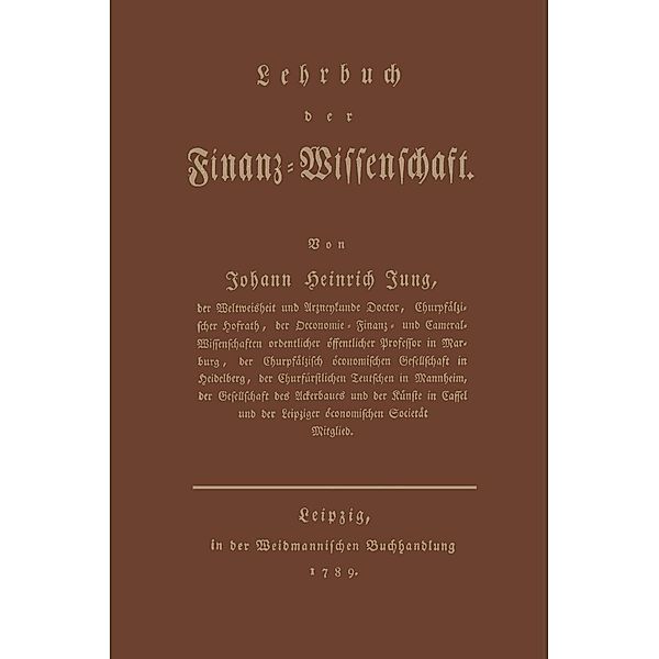 Lehrbuch der Finanz-Wissenschaft, Johann Heinrich Jung-Stilling