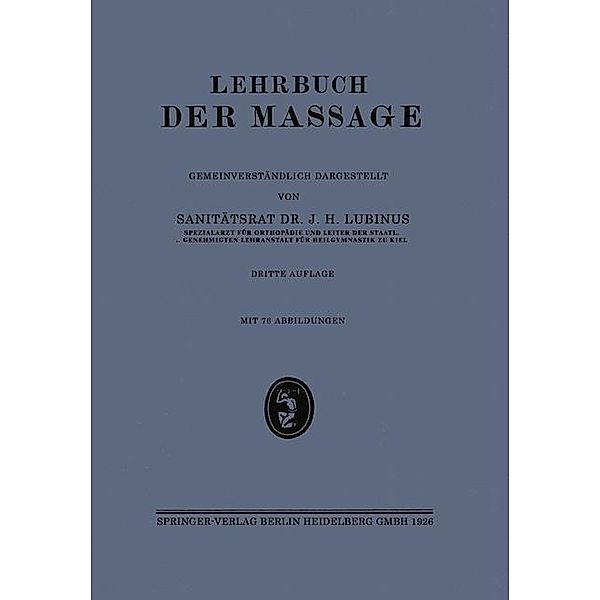 Lehrbuch der Massage, Johann Hermann Lubinus