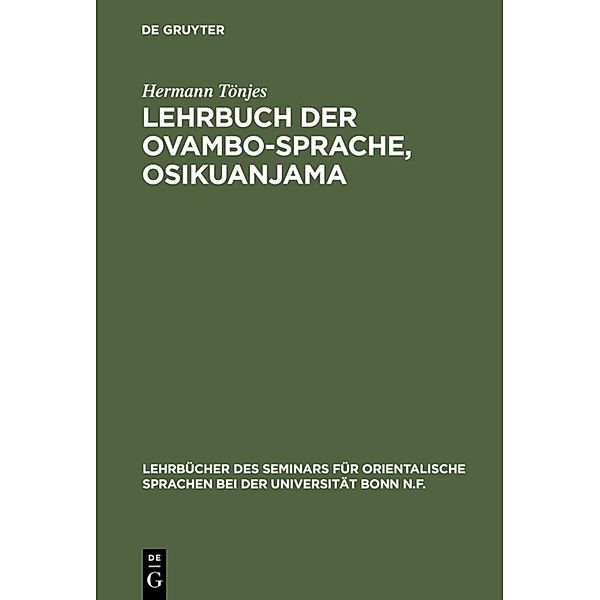 Lehrbuch der Ovambo-Sprache, Osikuanjama, Hermann Tönjes