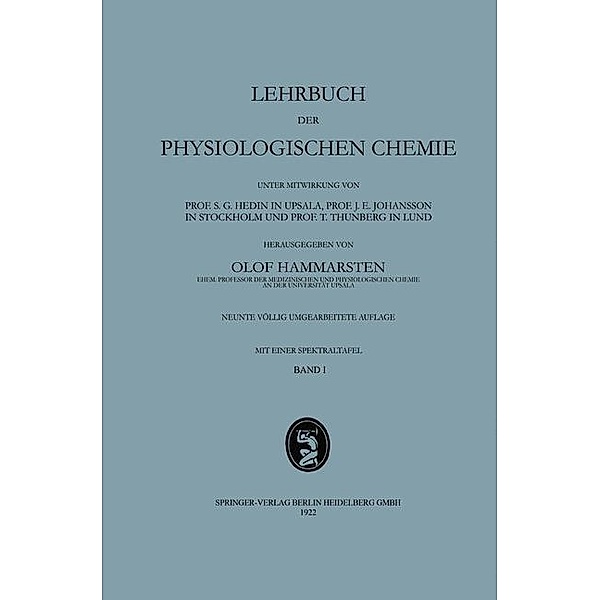 Lehrbuch der Physiologischen Chemie, Olof Hammarsten