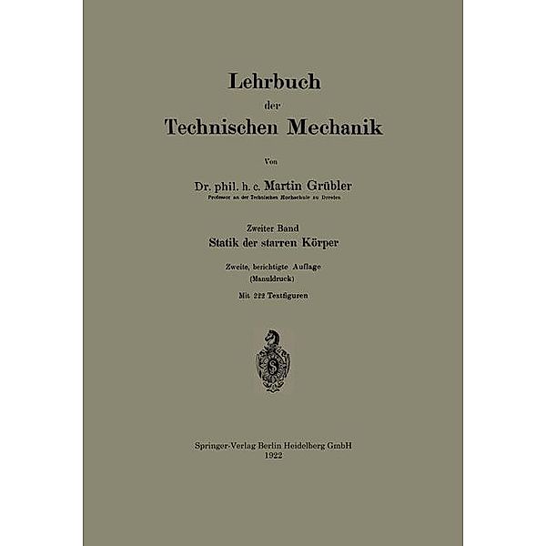 Lehrbuch der Technischen Mechanik, Martin Grübler