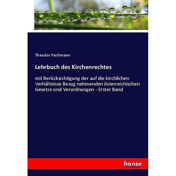 Lehrbuch des Kirchenrechtes, Theodor Pachmann