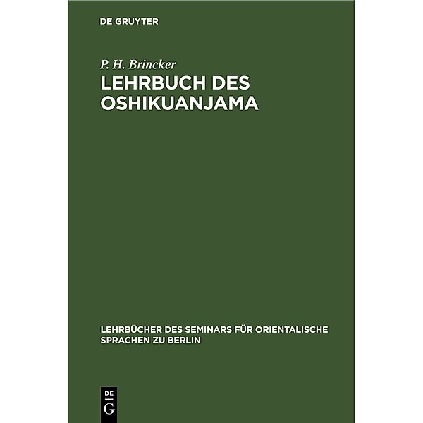 Lehrbuch des Oshikuanjama, P. H. Brincker