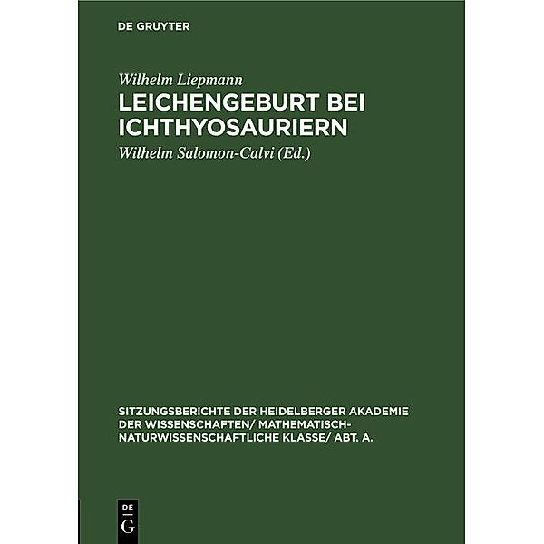 Leichengeburt bei Ichthyosauriern, Wilhelm Liepmann