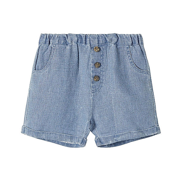 Lil' Atelier Leinen-Shorts NMMSORAN in medium blue denim