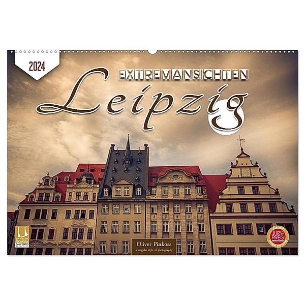 Leipzig Extremansichten (Wandkalender 2024 DIN A2 quer), CALVENDO Monatskalender, Oliver Pinkoss