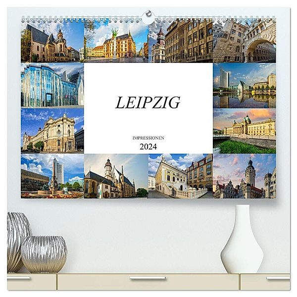 Leipzig Impressionen (hochwertiger Premium Wandkalender 2024 DIN A2 quer), Kunstdruck in Hochglanz, Dirk Meutzner
