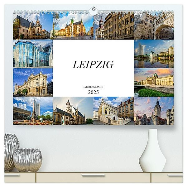 Leipzig Impressionen (hochwertiger Premium Wandkalender 2025 DIN A2 quer), Kunstdruck in Hochglanz, Calvendo, Dirk Meutzner