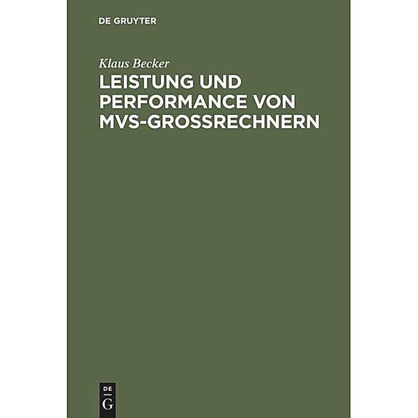 Leistung und Performance von MVS-Großrechnern, Klaus Becker