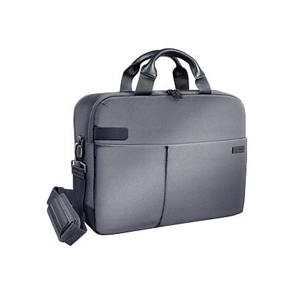 LEITZ Complete Laptop Tasche silbergrau hochwertige und leichte Business Tasche mit zwei Hauptfaechern und einem kleinen Frontfach