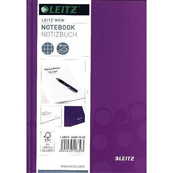 Leitz Notizbuch WOW A5 kariert, violett