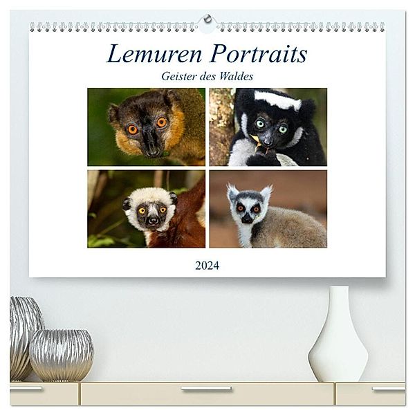 Lemuren Portraits (hochwertiger Premium Wandkalender 2024 DIN A2 quer), Kunstdruck in Hochglanz, Matthias Markolf