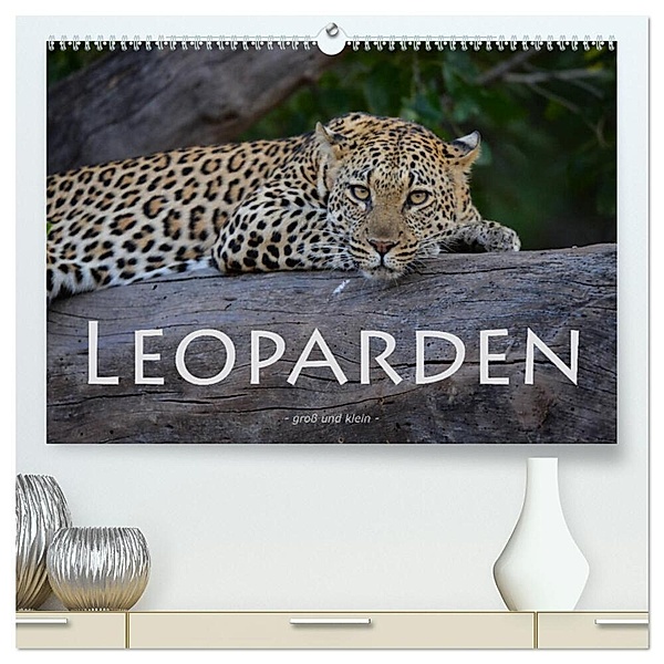 Leoparden - groß und klein (hochwertiger Premium Wandkalender 2024 DIN A2 quer), Kunstdruck in Hochglanz, Robert Styppa