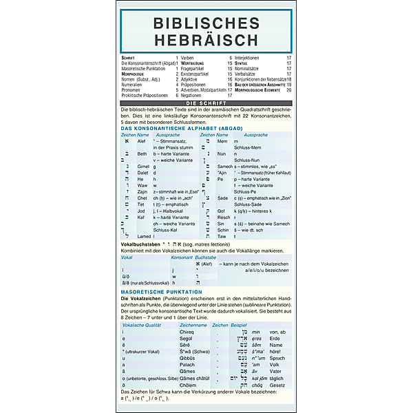 Leporello: Biblisches Hebräisch Kurzgrammatik - Die komplette Grammatik im Überblick, Autorenkollektiv Holman