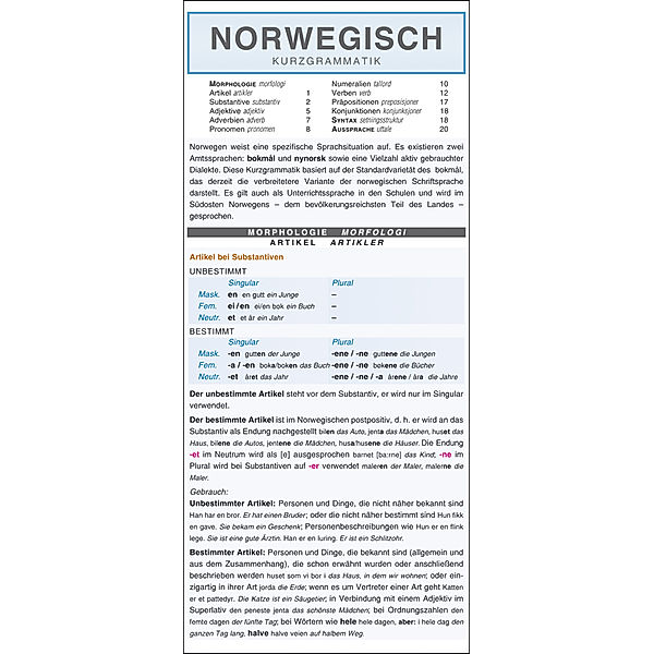 Leporello: Norwegisch Kurzgrammatik - Die komplette Grammatik im Überblick, Autorenkollektiv Holman