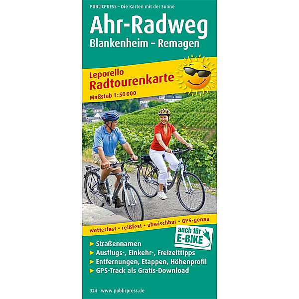 Leporello Radtourenkarte / PUBLICPRESS Leporello Radtourenkarte Ahr-Radweg, Blankenheim - Remagen