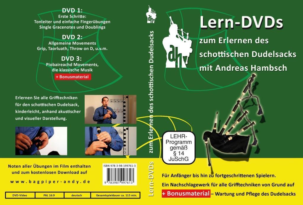 Image of Lern-DVDs Dudelsack - Richtige Griffweise und Technik (grün), 3 DVDs