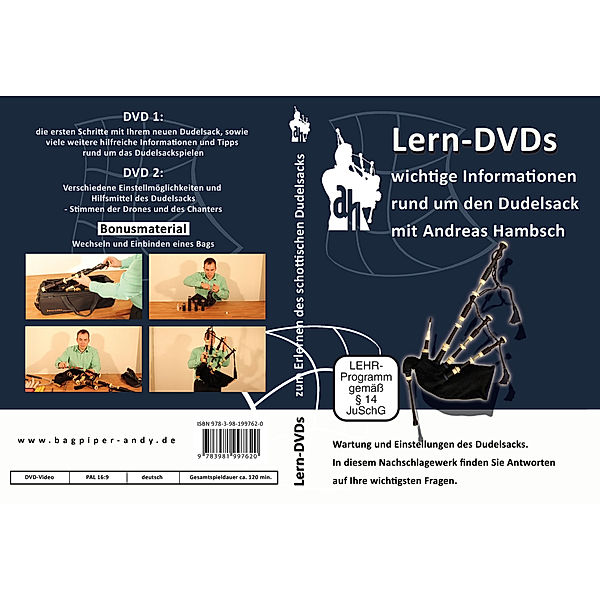 Lern-DVDs zum Erlernen des schottischen Dudelsacks - Lern-DVDs Dudelsack, Wartung und Einstellung,2 DVDs, Andreas Hambsch