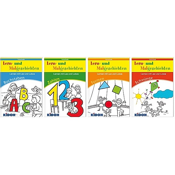 Lern- und Malgeschichten - Lernen mit Lea und Lukas, 4 Bände