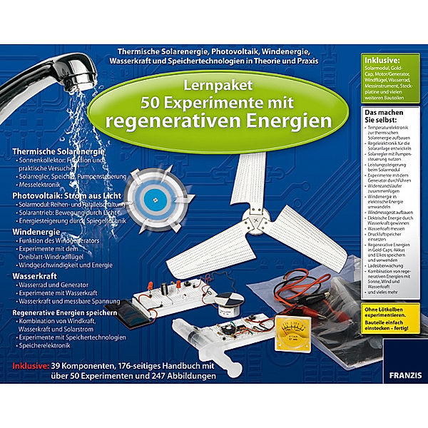 Lernpaket 50 Experimente mit regenerativen Energien, 39 Komponenten und Handbuch, Ulrich E. Stempel