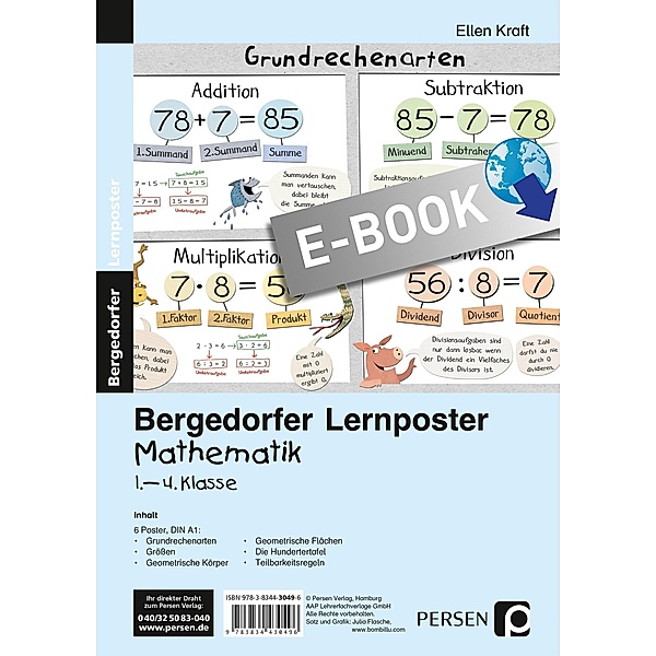 Lernposter Mathematik 1.-4. Klasse / Bergedorfer® Lernposter, Ellen Kra