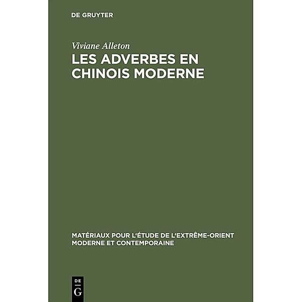 Les adverbes en chinois moderne, Viviane Alleton