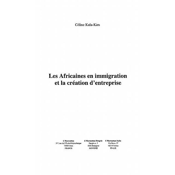 Les Africaines en immigration et la creation d'entreprise / Hors-collection, Kula-Kim Celine