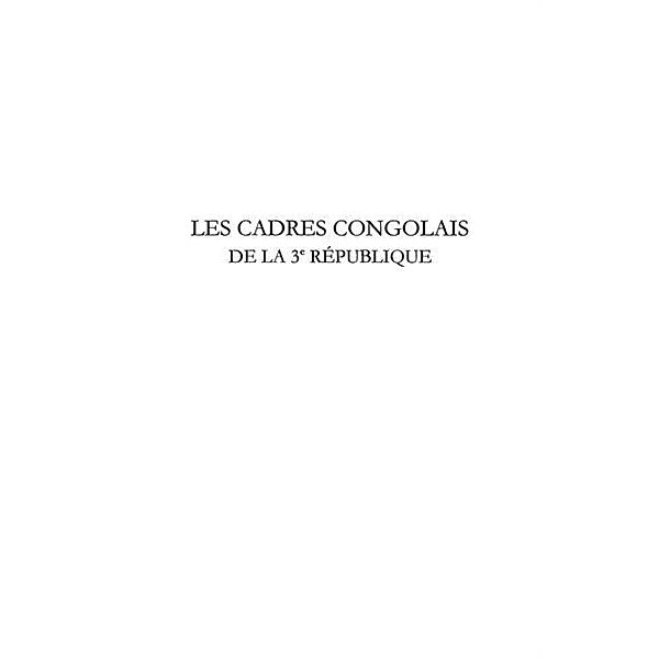 Les cadres congolais de la 3e republique / Hors-collection, Joseph-Roger Mazanza Kindulu