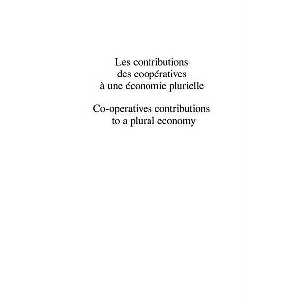 Les contributions des cooperatives A une economie plurielle / Hors-collection, Collectif