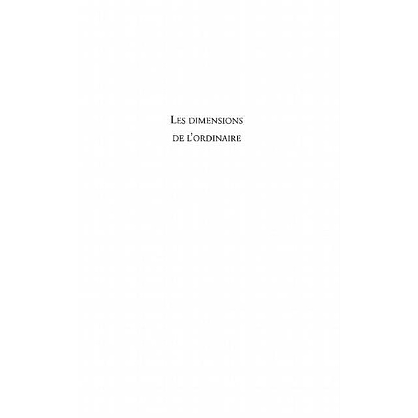 Les Dimensions de l'ordinaire / Hors-collection, Vincent Heymans