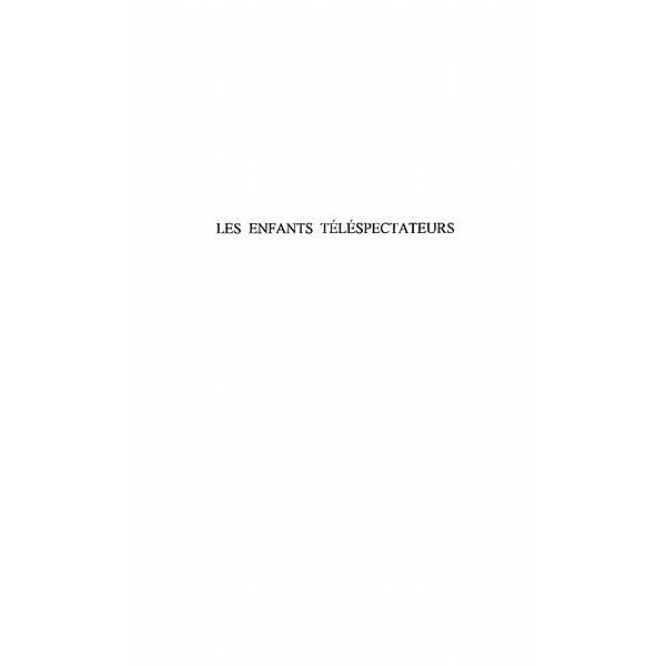 LES ENFANTS TELESPECTATEURS / Hors-collection, Baton-Herve Elisabeth