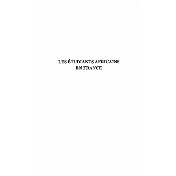 Les etudiants africains en France (1950-1965) / Hors-collection, Fabienne Guimont