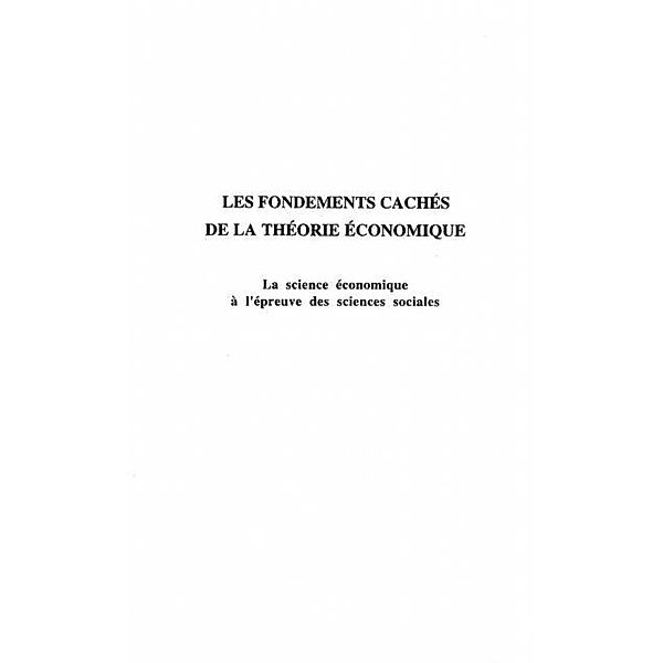 Les fondements caches de la theorie economique / Hors-collection, Jean-Louis Corrieras