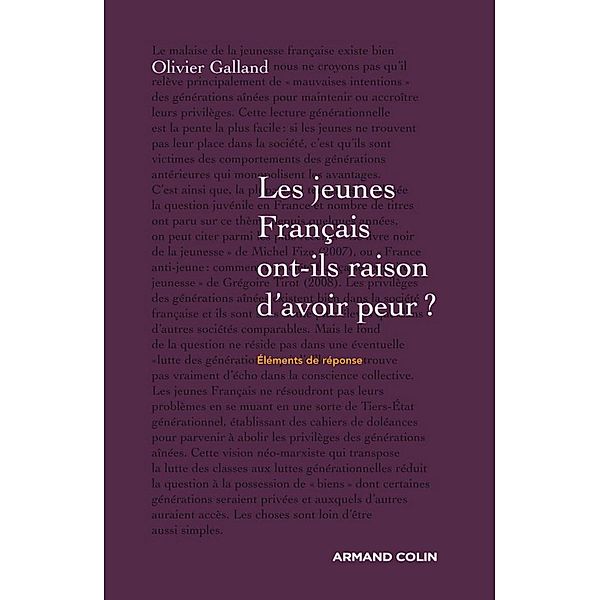 Les jeunes Français ont-ils raison d'avoir peur ? / Hors Collection, Olivier Galland