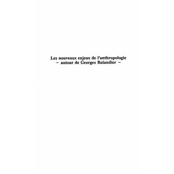 LES NOUVEAUX ENJEUX DE L'ANTHROPOLOGIE / Hors-collection, Gabriel Gosselin