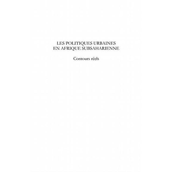 Les politiques urbaines en afrique subsaharienne / Hors-collection, Lambert Mossoa