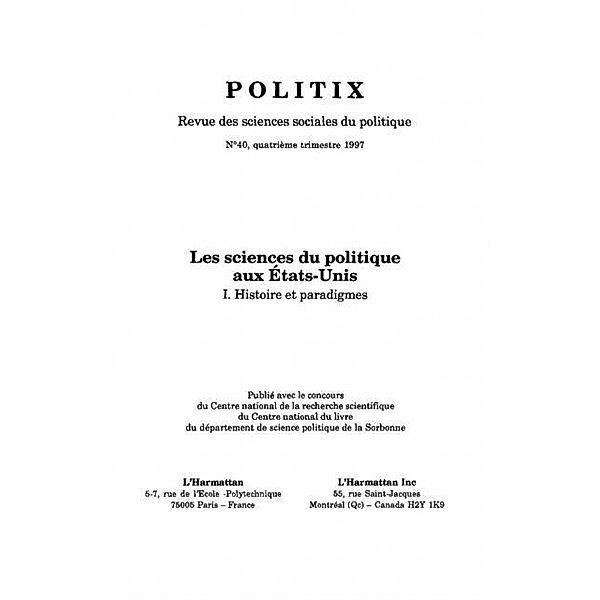 LES SCIENCES DU POLITIQUE AUX Etats-Unis / Hors-collection, Collectif