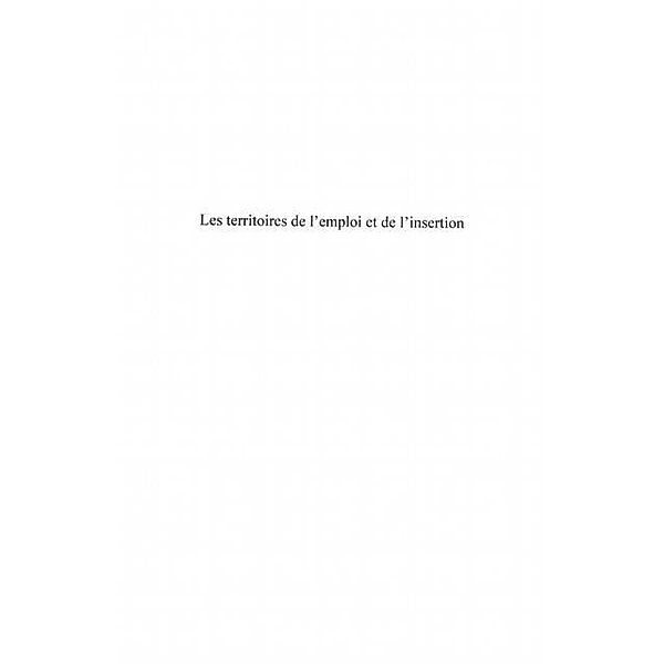 Les territoires de l'emploi et de l'insertion / Hors-collection, F. Biyoudi-Mampouya