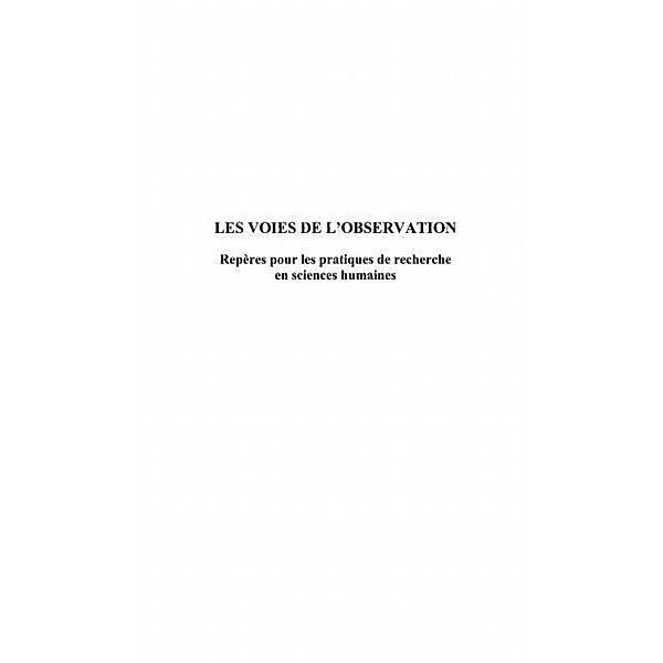 Les voies de l'observation / Hors-collection, Negre Pierre