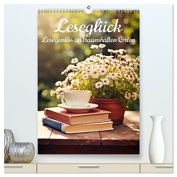 Leseglück (hochwertiger Premium Wandkalender 2025 DIN A2 hoch), Kunstdruck in Hochglanz, Calvendo, Ally Bee
