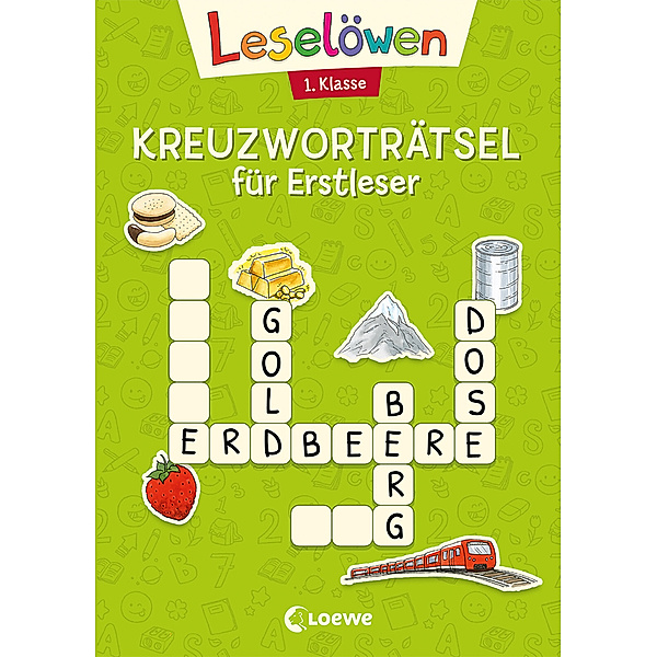 Leselöwen Kreuzworträtsel für Erstleser - 1. Klasse (Hellgrün)